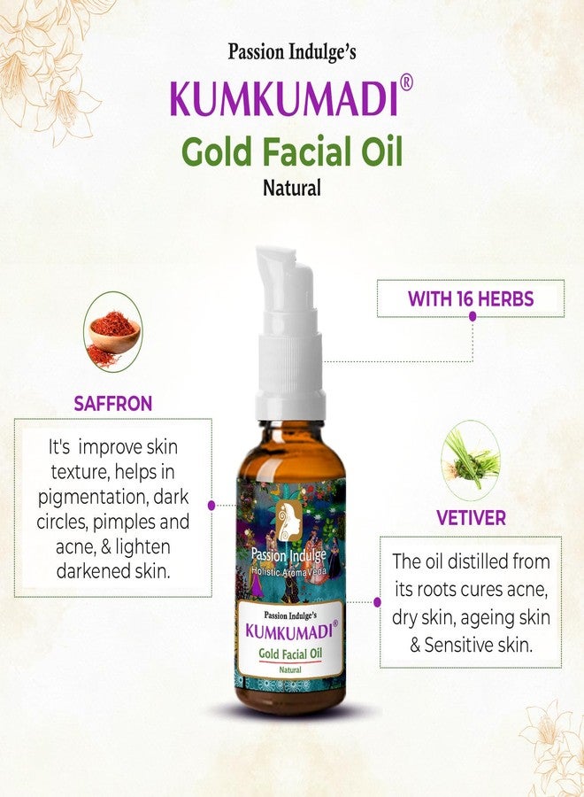 Passion Indulge Kumkumadi Gold Tailam for Face | Radiant & Revitalizes Skin – Ayurvedic Face Oil with Saffron, Vetiver, Essential Oils & 16 Herbs | Reduces Dark Spots & Signs of Aging – 0.33 fl oz - Image 2